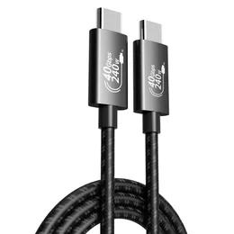 Durável 2.0m USB4 40Gbps Tipo-C macho para cabo macho Suporte para carregamento rápido PD 240W Cabo de data de carga USB