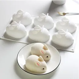 Ice Cream Tools 3D Creative Food Grade Silicone Rabbit Mold Mousse Cake Chocolate baking utensils 230422