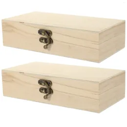 Sacchetti per gioielli 2 pezzi Scatola portaoggetti vuota Vanity Case Organizzatore in legno Decorazioni per la tavola Contenitore Articoli vari rustici Regalo decorativo