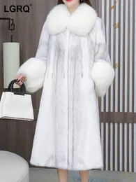 Kvinnors päls faux lgrq 2023 mode lös imitation mink termisk kappa kvinnor elegant höst högkvalitativ lång hår nacke 19f3685 231122