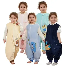 Pijama michley karikatür çocukları bebek uyku tulumu çuval ayakları ile kolsuz slagwear uykulu pijama kızlar için pijamalar çocuklar unisex 1-6t 231122