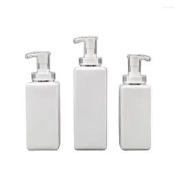 Butelki do przechowywania 12PCS Plastikowy żel prysznicowy kwadratowy biały kosmetyka 300 ml 400 ml 500 ml 600 ml 750 ml pusta pompa balsamowa szamponowa