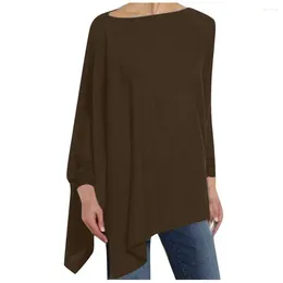 Damenblusen, lässige Bluse für Damen, solide, lange Ärmel, unregelmäßiges Sweatshirt, lockerer Druck, Mädchenpullover, Tops, weibliche Kleidung