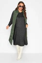 Vestidos de talla grande elegante Otoño Invierno vestido tipo jersey de lana para mujer manga larga grande Casual Midi lados divididos rectos