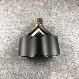 Muffler 1 Pcs Matte Carbon Fiber Add Sier Stainless Steel Exhaust Tips Akrapovic Car Dual Pipes Drop Delivery Mobiles Motorcycles Pa Dheih