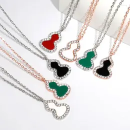 Pendant Necklaces Colorful Shell Gourd Pendants For Women Fashion Zircon Stainless Steel Chain Necklace Brand Collares Z463