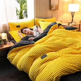 4st slätt färgtjockd flanell varm sängkläder set sammet täcke täcke lakan kuddväskor hem sängkläder c0223247l