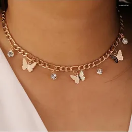 Ketten Mode Vielseitige Persönlichkeit Schmetterling Strass Schlüsselbein Halskette Einfache Einschichtige Party Schmuck Geschenk