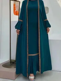 Etniska kläder Eid Abaya Dubai Modest Turkiet Muslim Long Dress for Women Arabic Sequin Islamiska klänningar Evening Party Gown Marockan Kaftan