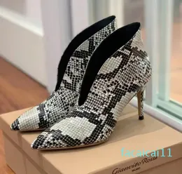 Gianvito Rossi Women High Heel Snake Pattern本物のレザーポイントブーツカジュアルラグジュアリーデザイナーシューズクラシックシープスキンスエードファッショナブルなアンクルブーツ