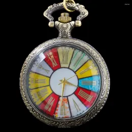 Карманные часы изысканные красочные золотые цифровые дисплеи Quartz Watch с цепным мужским ожерельем подвесной ювелирные украшения