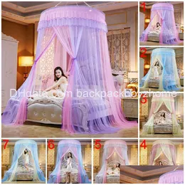 Mosquito Net Round Lace High Density Princess Bed Nets Curtain Dome Queen Canopy Drop Delivery Home Garden Textiles Bedding Supplies Ot2Wr