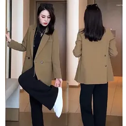 Abiti da donna Autunno/Inverno Vintage Casual Blazer corto Completo Cappotti Pendolari Tinta unita Allentato Blazer a un bottone Abbigliamento donna