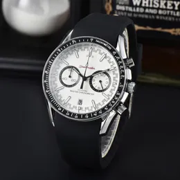 Omeg män tittar 2023 2024 Ny herrklocka i full skala Working Watch High Quartz Quality Top Luxury Movement Watches Brand Timepiece Rubber Rostfritt Steel Band Men's 02