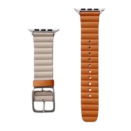 For Apple Watch Genuine Leather Straps Compatible with iwatch Ultra 8 7 6 5 4 3 2 1 SE Double side Changing Color using Real Leather iwatch Bands 38 40 41 42 44 45 49mm