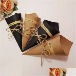Opakowanie prezentów 50pcs DIY Bukiet Kraft papier ręcznie robiony Karta składania pudełka kwiatowego