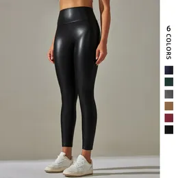 Kvinnors leggings kvinnor svarta pu läderbyxor hög midja läder sexiga leggings byxor kvinnor tjocka stretch pantalon mujer 231121