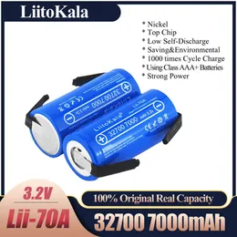 Liitokala lii-70a 32700 LifePo4 بطارية 3 2V 7000MAH 33A 55A شريط اللحام للدراجة الكهربائية التي تعمل بالدراجة الكهربائية.