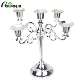 Silver Gold 3 5 Arms Metal Candlestick Holder Pillar Candle Holder White Candle Stand Wedding Candlestick Candelabra Stand Decor Y180I