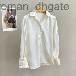 Damen Polos Designer Damenbekleidung, langärmliges Seidenhemd für Damen, Taschenschnalle, Glasschnallendekoration, bequemes einfarbiges Damenhemd JZNB