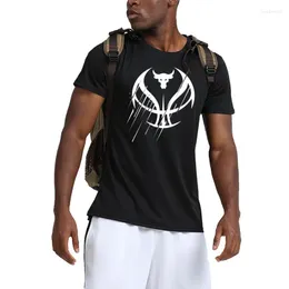 メンズTシャツの夏のクイックドライスポーツフィットネス半袖Tシャツメンズランニングアウトドアバスケットボール服トップブランドスポーツウェア
