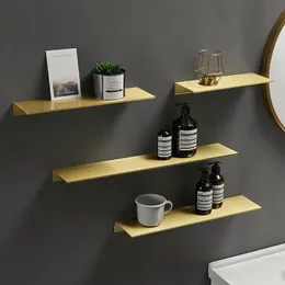 Bathroom Shelves Brushed Gold Black White Bathroom Storage Rack 30-50cm Modern Bathroom Shelves Kitchen Wall Shelf Home Accessories 230422