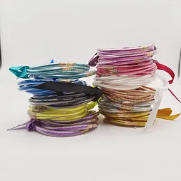 bangle 5pcs set set usa design glitter pvc jellyセットゴールデンボウノットサテンリボン