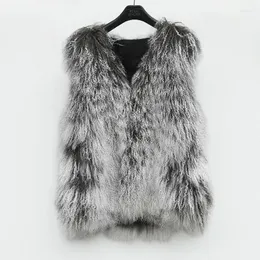 Women's Vests CX-G-B-160 Grey Frost Handmade Winter Curly Hair Real Tibetan Mongolian Fur Vest