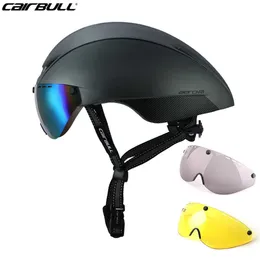 Cycling Helmets CAIRBULL New Aero TT Road Bicycle Helmet Goggles Racing Cycling Bike Sports Safety Helmet inmold Bike Cycling Goggle Helmet J230422