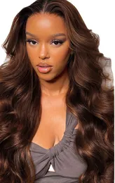 Glueless Human Hair Lace Frontal Wig Hd Transparent 13x4 Body Wave Lace Front Echthaarperücken Vorgezupft Braun 30 Zoll 13x6x1