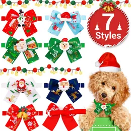 Dog Collars Pet Supplies Christmas Bow Tie Cat Cute Snow Pattern Adjustable Neck Strap Decorate Scarf Small Dogs Accessories