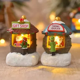 Christmas Decorations Christmas Decorations Resin Houses LED Night Lights Ornaments Christmas Kid Gifts Snowman Santa Claus Microlandscape Ornament 231121