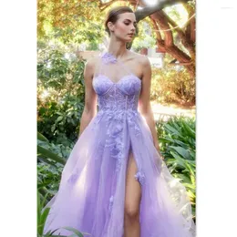 Abiti da festa Elegante lavanda A-line Prom Sweetheart Dress Fata Sera Fiore Ricamo Abiti natalizi De Noche