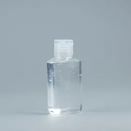 Garrafa de plástico PET de 60ml com tampa flip garrafa de formato quadrado transparente para removedor de maquiagem descartável desinfetante para as mãos Inlku