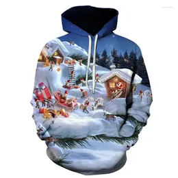 Erkek Hoodies Noel Hoodie Erkekler 3D Noel Baba Koleksiyonu Baskılı Sweatshirt Kadın Külver Moda Moda Büyük Sudaderas De Mujeres