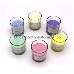 Candles Aromatherapy Glass Cup Candle Romantic Valentine Birthday Festival Home Decorative Scented Paraffin Violet Magnolia Drop Del Dhecv