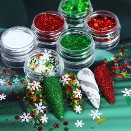 Acrylpoeders Vloeistoffen Kerst Nagelbenodigdheden Sneeuwvlok Boom Ster Rood Groen Wit Glitter Accessoires Voor Manicure Design Decoratie 231121