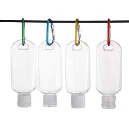 50 ml Hand Sanitizer -flaska för desinfektionsvätskan Vätskeflock med Key Ring Hook transparent plastflaska för resor xuojk