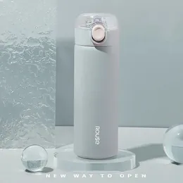 Wasserflaschen Modischer Vakuum-Saugnapf aus Edelstahl mit Strohhalm, tragbare und niedliche Reise-Thermoskanne 380 ml 231121