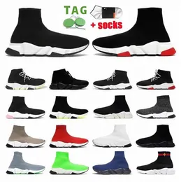 Tasarımcı marka gündelik ayakkabılar Üçlü Siyah Beyaz 1.0 Kırmızı Bej Gündelik Spor Sneakers Çorap Eğitmenler Erkek Kadın Örgü Çizmeler Ayak Bileği Patik Hız Eğitmeni Platform Ayakkabı