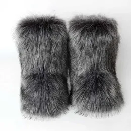 Neue Winter Faux Pelz Stiefel Frauen Warme Flauschigen Schnee Stiefel Luxus Schuhe Weibliche Pelzigen Fuchs Pelz Bottes Mode Winter Schuhe