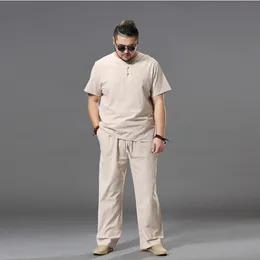 Męskie dresy męskie ubranie męskie wielkość wielkości duży garnitur dresowy bielizny z nadwagą T-shirt swobodny męski elastyczny pasek 7xl 8xl 9xl Big Two Piece 230422