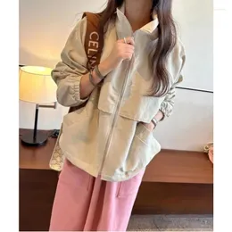 Casacos de Trench das Mulheres 2023 Outono Inverno Estilo Casual Chic Zipper Oversized Mulheres Moda Solta Outerwear Cor Sólida Quente Baggy Windbreaker