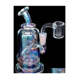 Herb Grinder Mini Oil Rigs Rainbow Glass Narghilè Shisha Recycler Bong Fumo Bong ad acqua Bruciatore Pipe Bubbler Dab Con 10Mm Banger Dro Dhytq