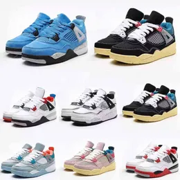 NES Basketball Shoes Jumpman 4 4S Kids Youth Low Fire Red Thunder PS Size 9C-5Y University Blue Black Cat Toddler Sail Sail Muslin