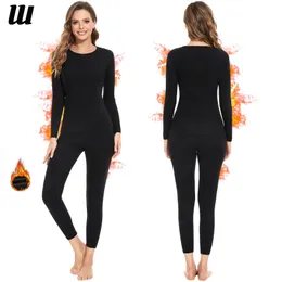 Women's Thermal Underwear Thermal Underwear Set for Women Fleece Lined Base Layer Tops Bottoms Free-cutting Seamless Crew Neck Long Sleeved Long Johns 231122