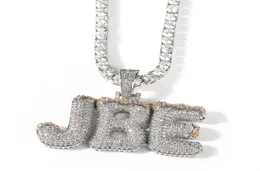 Anhänger Halsketten Custom Bubble Letter Chain Iced Out Name Pendent Lab Diamond Cz Initial Sier Gold Personalisierter Hip Hop Schmuck W9222880