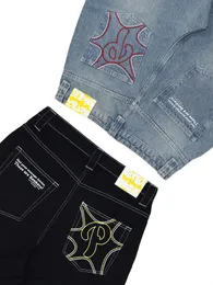 Dżinsy damskie Y2K Hip Hop Harajuku goth workowate dżinsowe spodnie mężczyźni kobiety 2023 moda swobodna pasa mając luźne szerokie spodnie nogi streetwear 230422