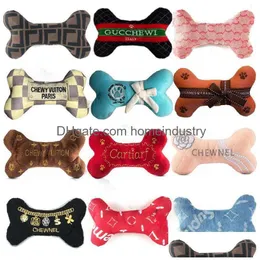 Dog Toys & Chews Designer Dog Toys Fashion Hound Collection Unique Squeaky Plush Bone Passion For Accessories Puppies Small Dogs Party Dhq1O