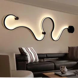 Lâmpada de parede moderna criativa curva acrílica luz nórdica led cobra arandela para casa el decorações lumináriawall243q
